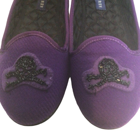 Ralph Lauren Skull and Bones Purple Flats/Slippers - Picture 2 of 10